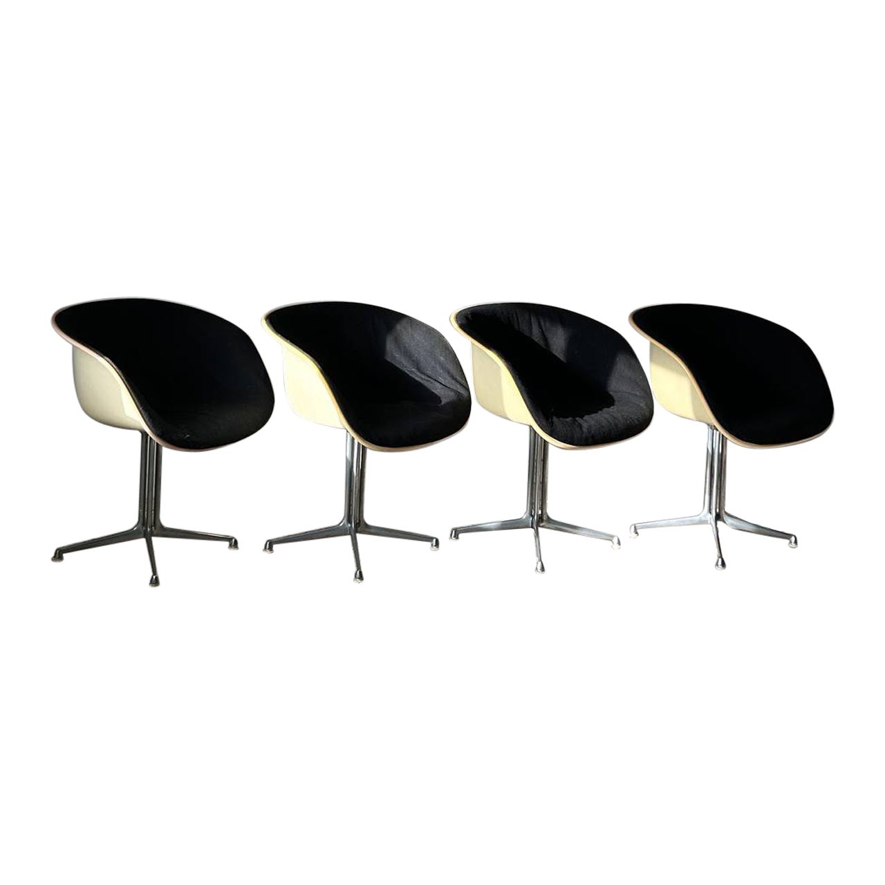 Charles and Ray Eames "La Fonda" Light Yellow Fiberglass Chairs Herman