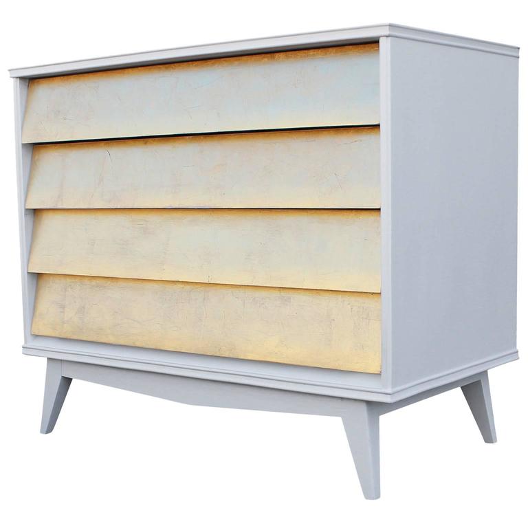 Stunning Luxe Gold Leaf and White Lacquered Dresser or Chest at 1stDibs