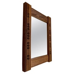 Vintage Oak Wood Swedish Wall Mirror, 1950s