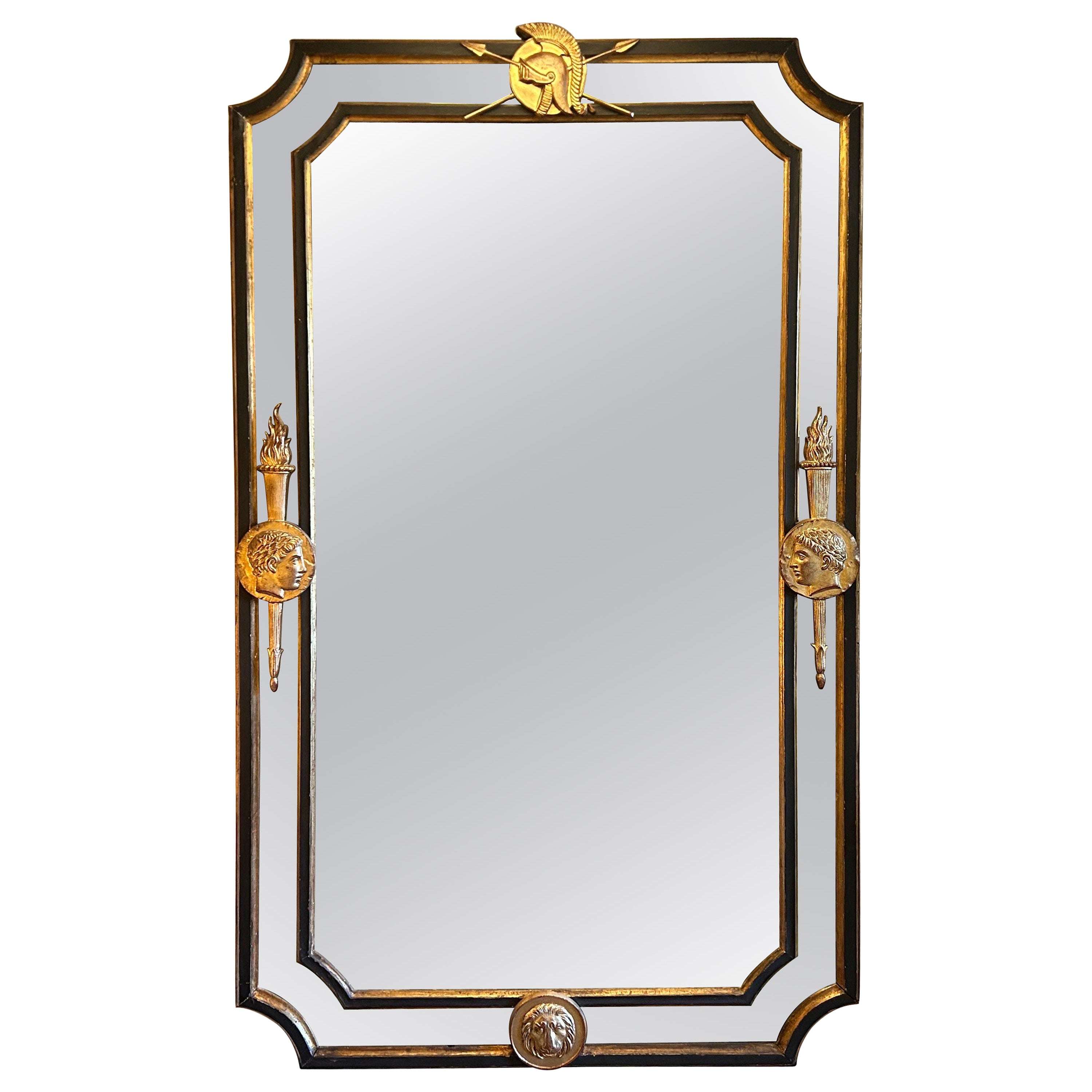 Italienischer Spiegel im neoklassischen Stil aus Ebenholz und Giltwood
