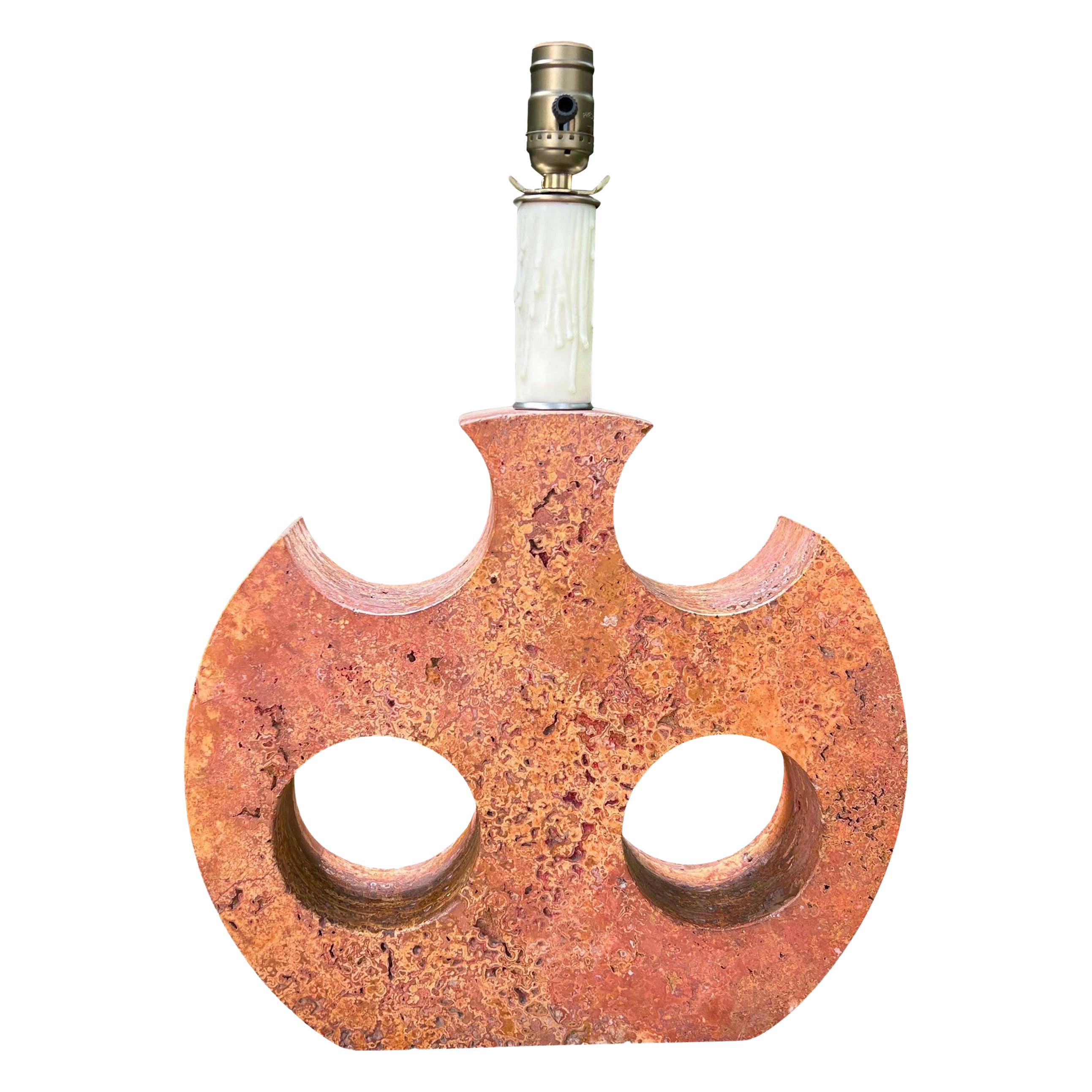 Lampada moderna italiana in travertino rosso