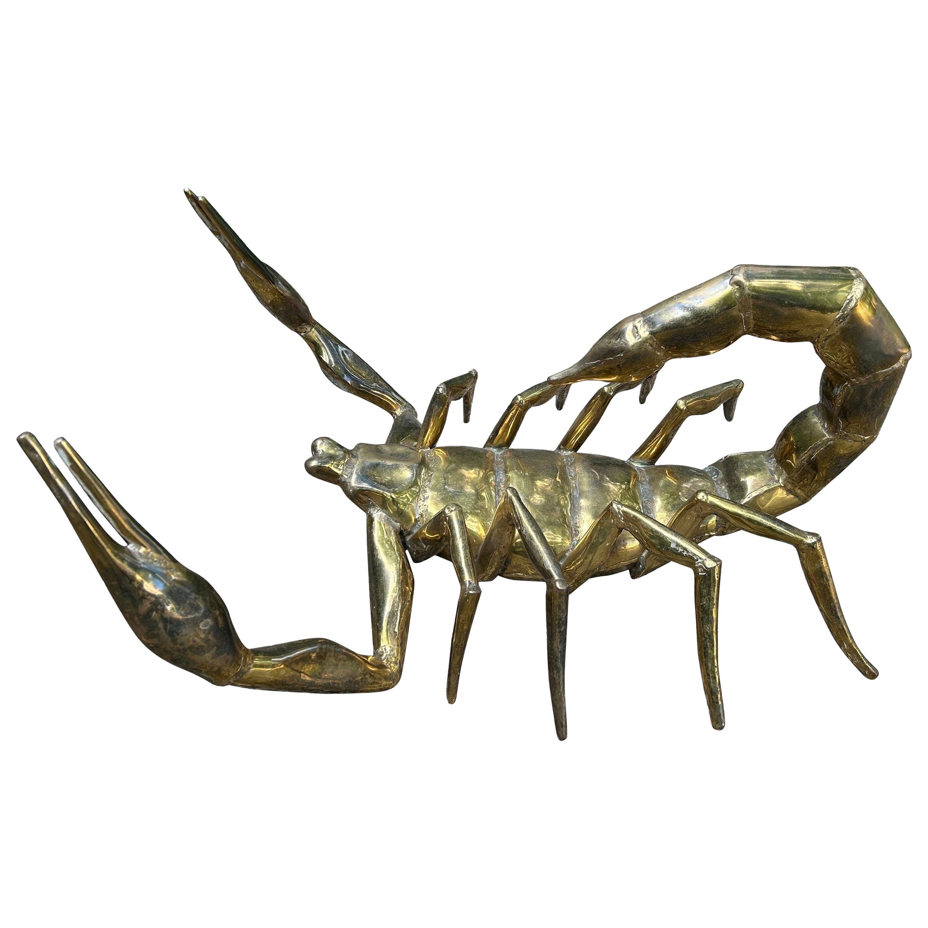 French Modern Brass Scorpion Signed Alain Chervet For Sale