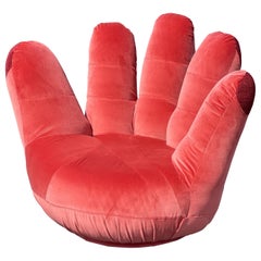Vintage Pink/ Red Velvet Swivel Hand Chair