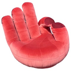 Vintage Pink/ Red Velvet Hand Swivel Chair