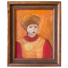 Original Signed Diminutive Signed Eugene Gregan Oil Painting White Face Muse