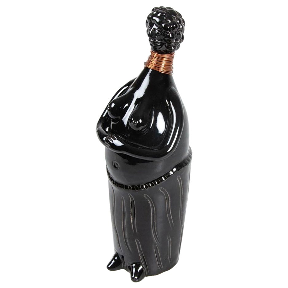 Antique Decorative Sculpture Black Ceramic Figurine GUNNAR ANDERSSON Glazed For Sale