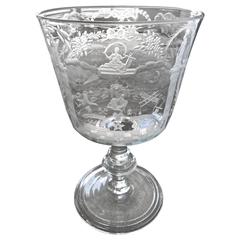 Exceptional Engraved English Glass Punch Bowl, circa 1830 of "Mason's Interest"