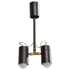 Italian Designer, Chandelier, Brass, Metal, Italy, 1950s