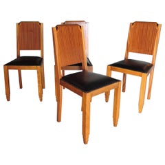 Set of 4 Fine 1930s Wooden Back Dining Chairs