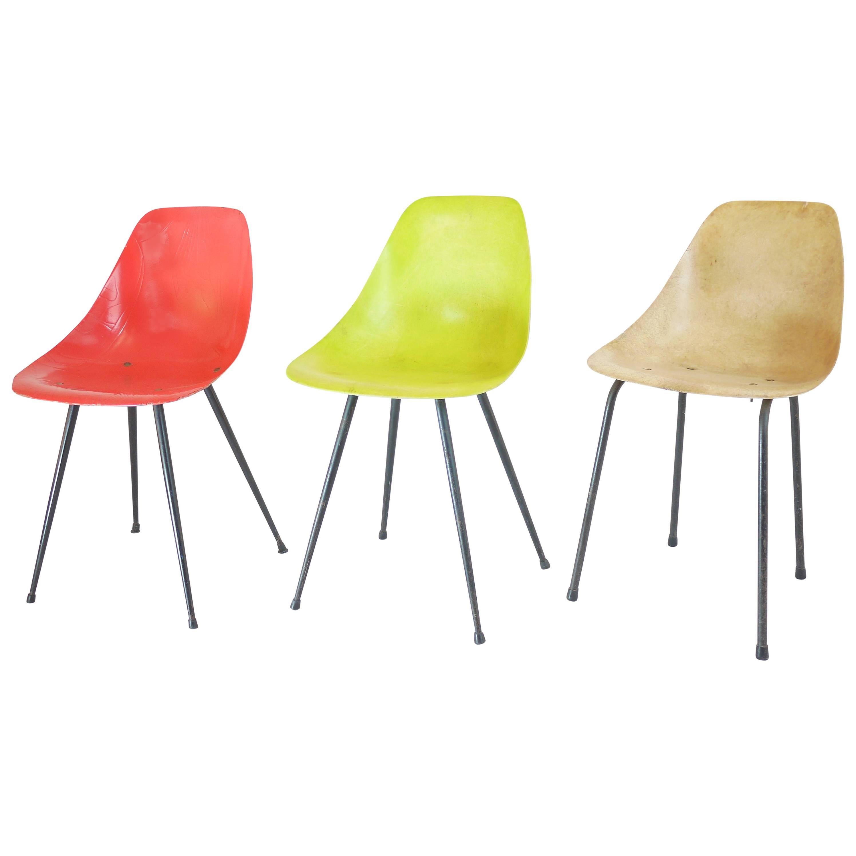 Set of Coccinelle Chairs by René-Jean Caillette, 1957 For Sale