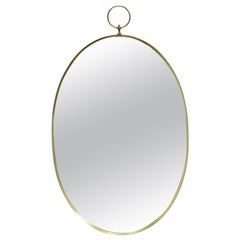 Vintage Turner Hollywood Regency Oval Brass Ring Modernist Wall Mirror