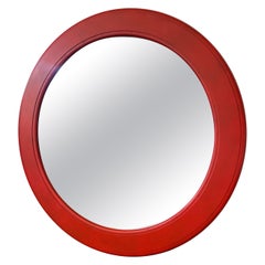 1970s Space Age Round Red Wall Mirror