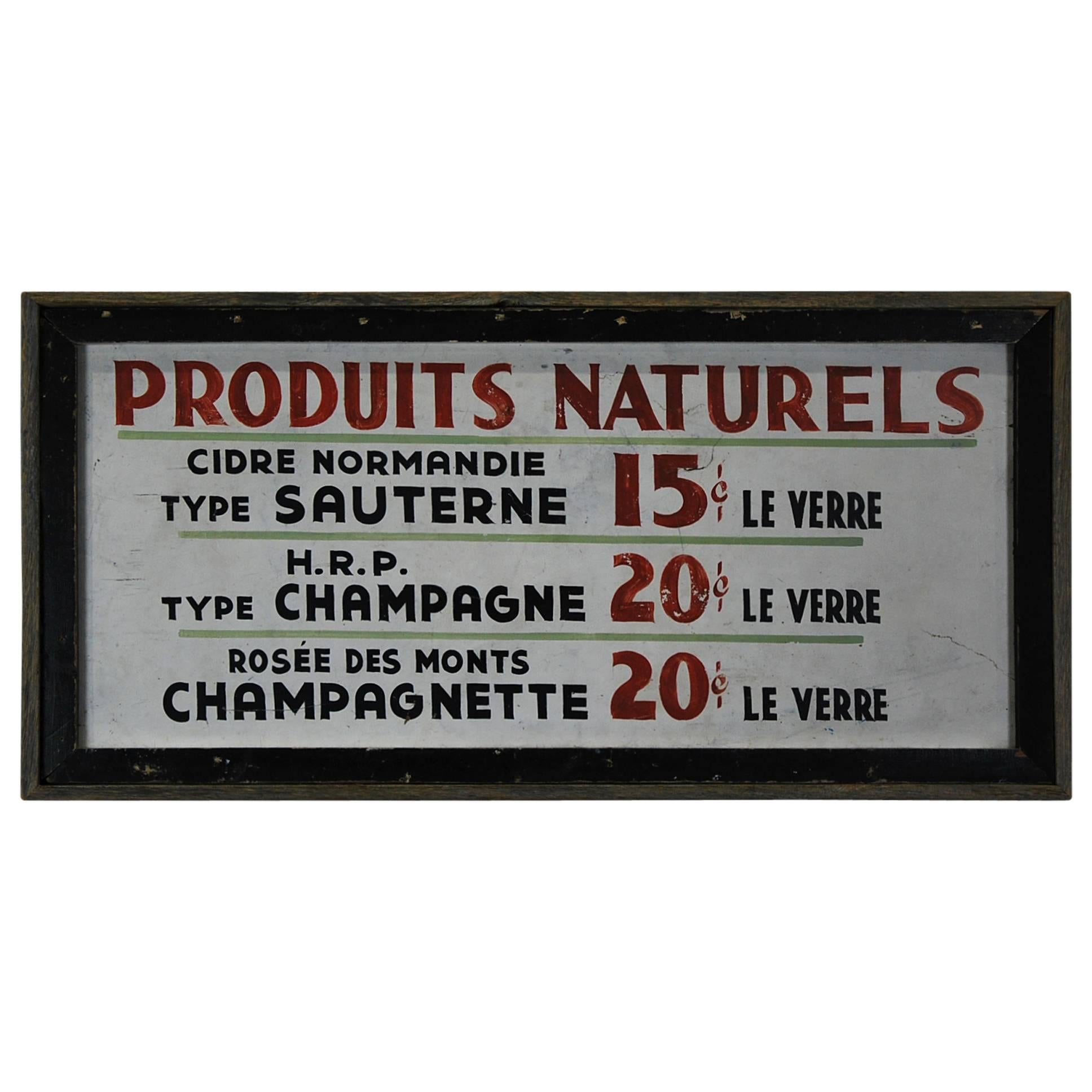 1950 French Wine Tasting Sign