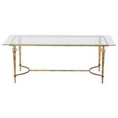 Fer Battu, Couchtisch mit Blattgold- und Glasdiamanten aus Glas, att. Maison Ramsay - 1960er Jahre
