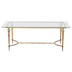 Fer Battu, Gold Leaf & Glass Diamonds Coffee Table att. Maison Ramsay - 1960s