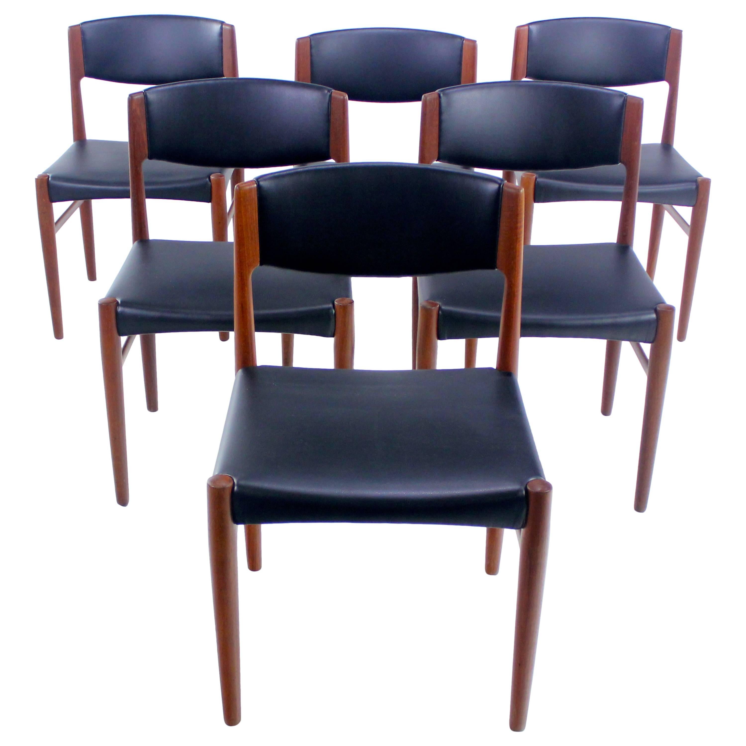 Set of Six Danish Modern Teak Dining Chairs by Glostrup Mobelfabrik For Sale