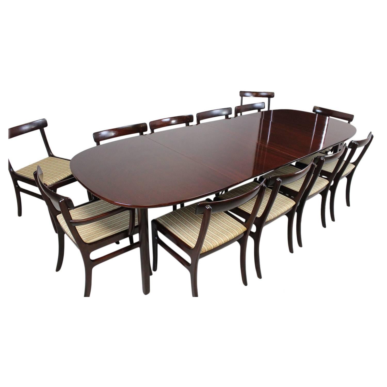Ole Wanscher Dining Table and Twelve Chairs