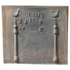 Plaque de cheminée / dosseret "mariage" français ancien, 19e siècle