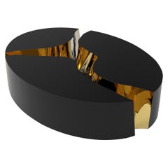 Lapiaz Oval Black Center Table - Hand-Painted Lacquered & Ceramic - Boca do Lobo