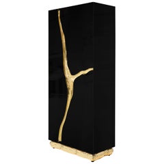 Lapiaz Black Cabinet - Hand-Polished Steel & Brass - Boca do Lobo