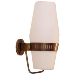 Stilnovo Model.2078 Brass and Glass Wall Lamp, Italy 1950s