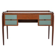 Gio Ponti desk in mahogany and green Vittorio Dassi Italy 1960