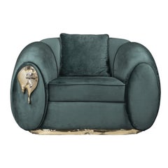 Soleil Green Armchair - Hand-Polished Casted Brass & Fabric - Boca do Lobo