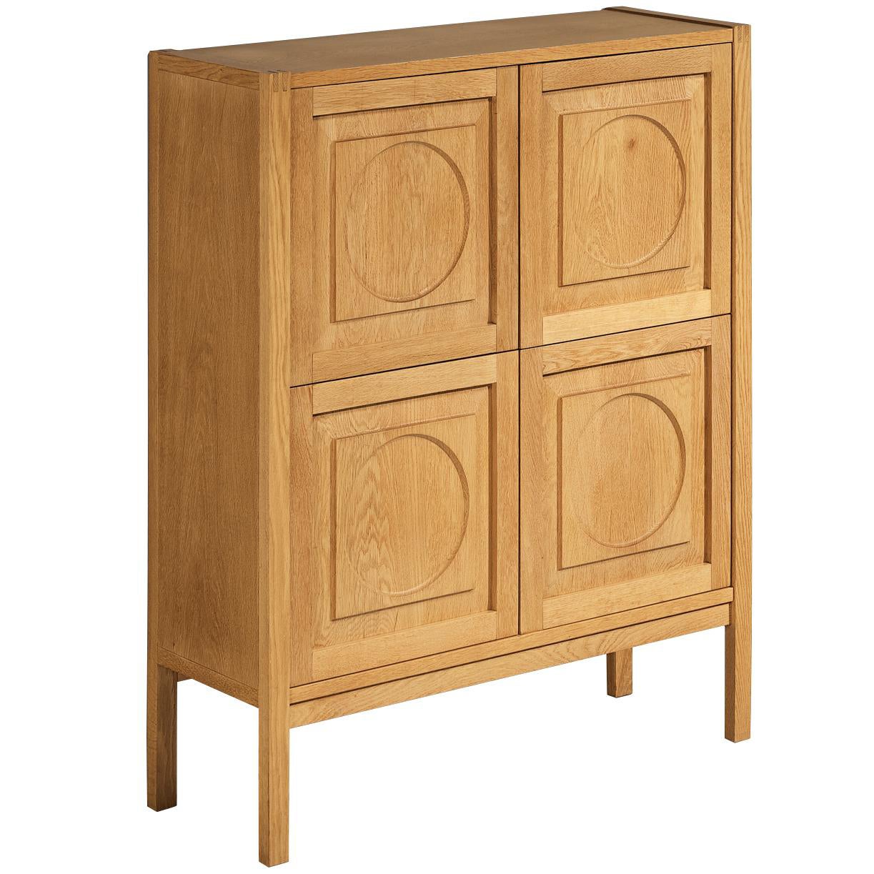Armoire moderne avec sculptures circulaires en chêne blond en vente