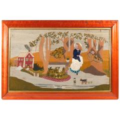 Antique Sailor's Wool and Silk Landscape Picture