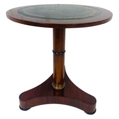 Vintage mahogany and leather Empire style martini table after Maitland Smith