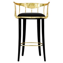 Nº11 Bar Stool - Hand-Crafted Solid Brass & Varnish Coat - Boca do Lobo