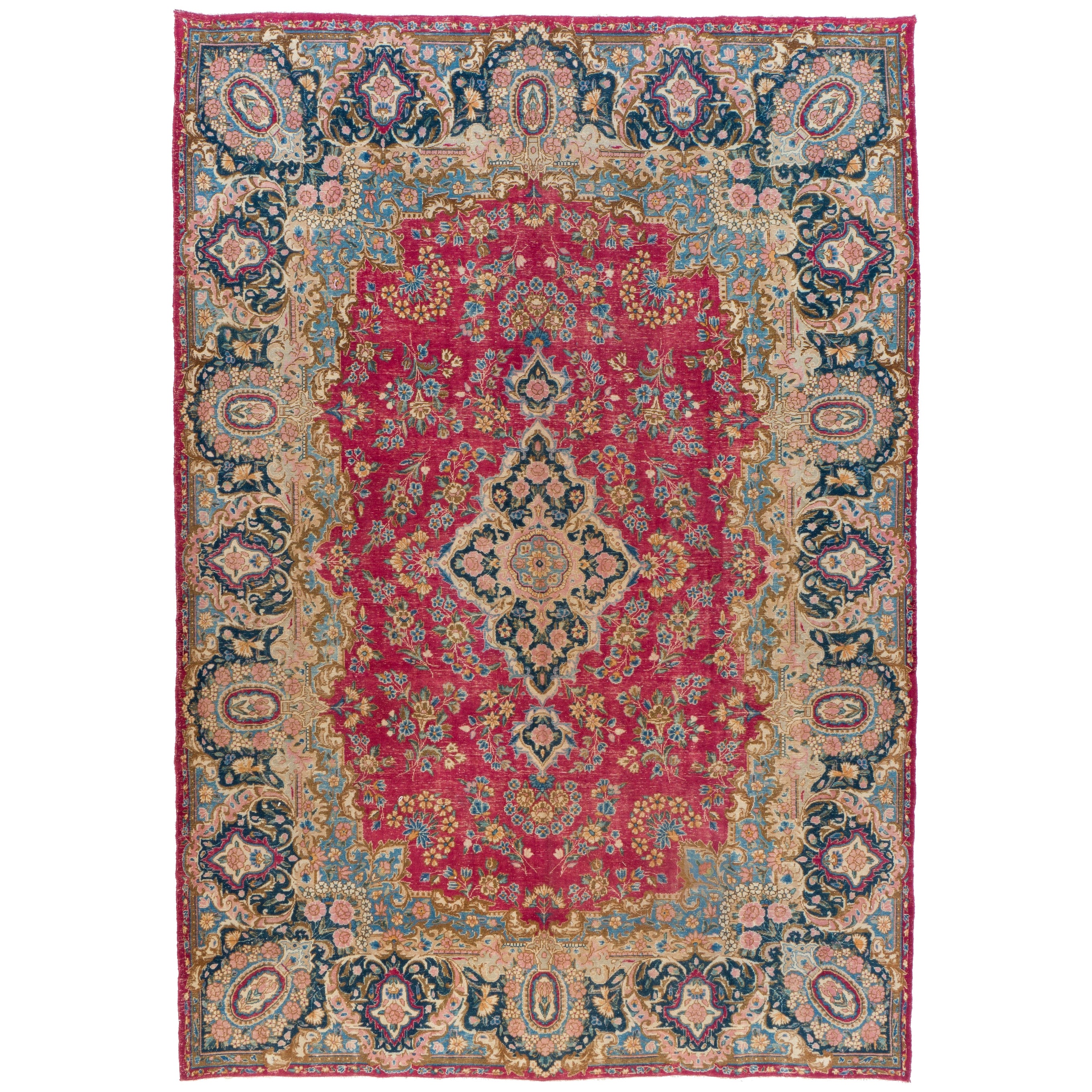 9.5x13.4 ft Semi Antique Persian Kerman Rug, Fine Oriental Carpet, Ca 1930 For Sale