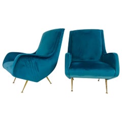 Vintage Italian mid-century style arm shares/club chairs