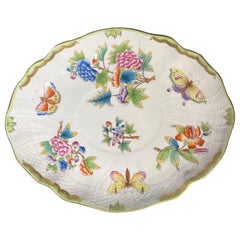 Piatto da portata vintage Queen Plate dipinto a mano di Herend