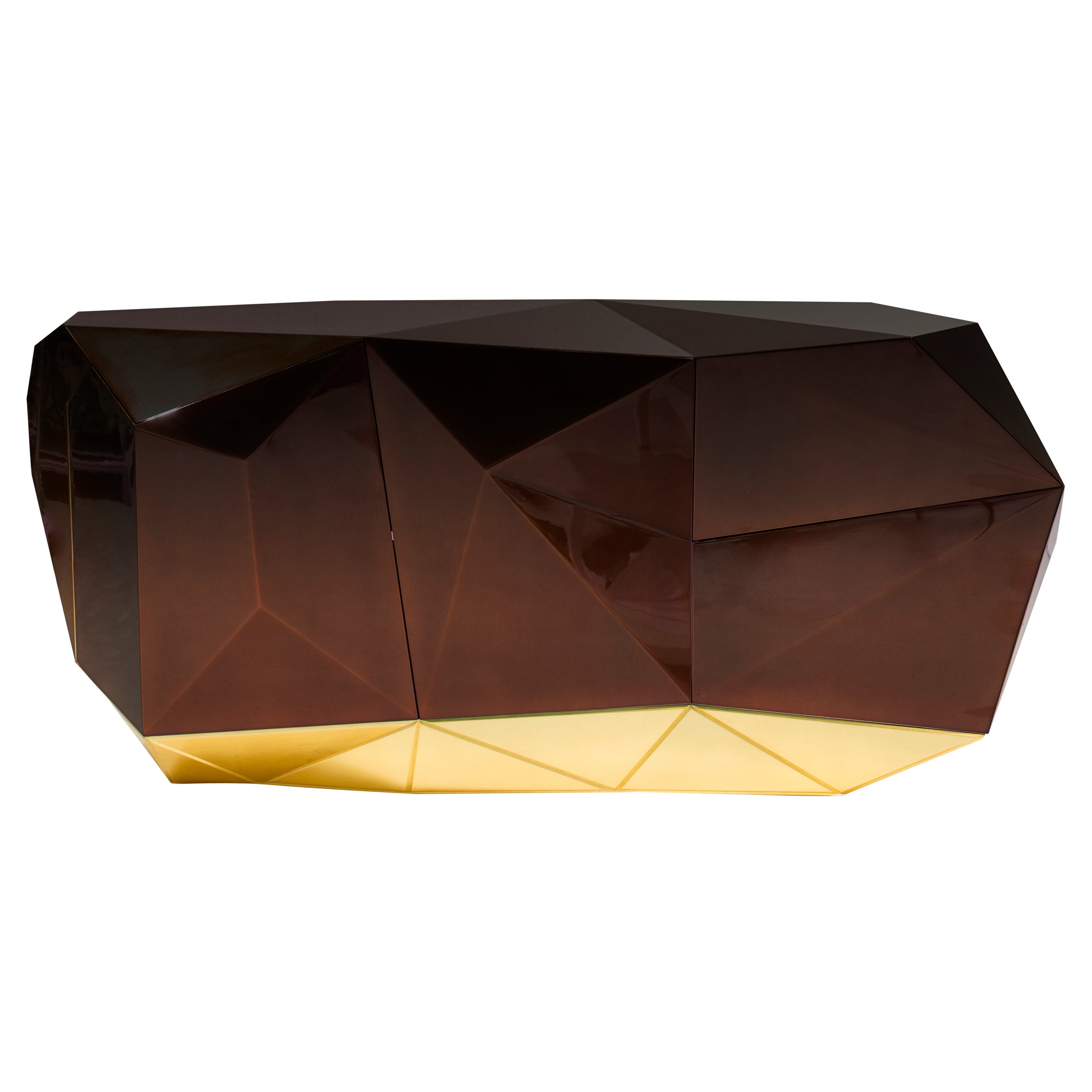 Buffet chocolat - Bois artisanal et laiton poli - Boca do Lobo en vente