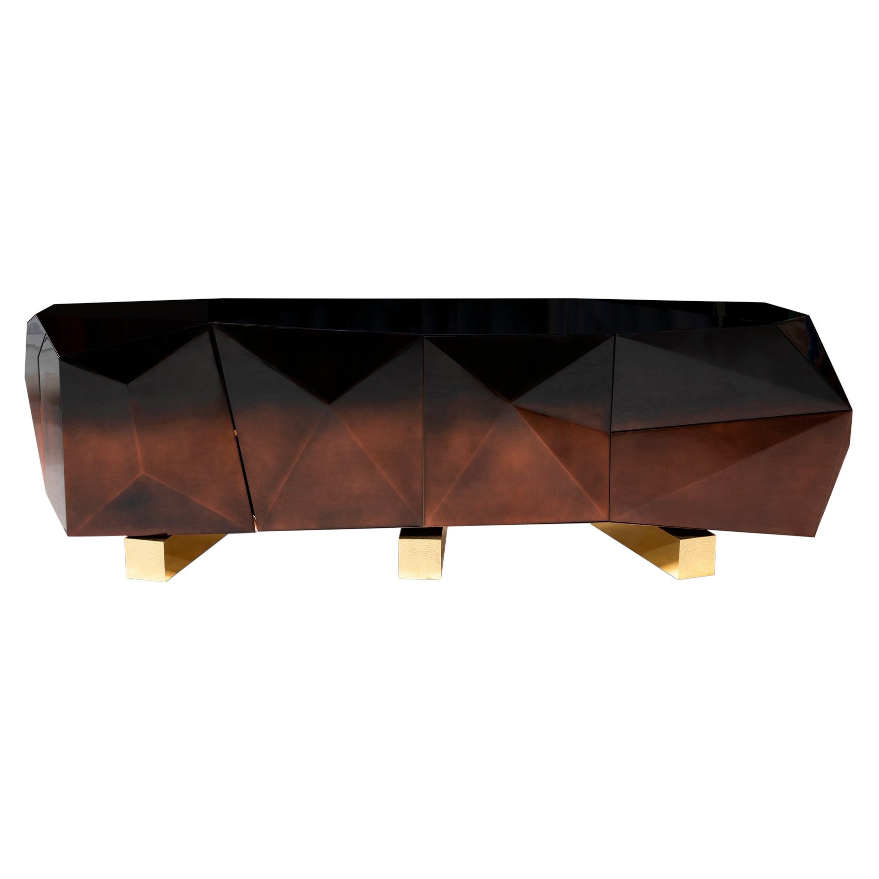 Buffet XL chocolat fait main en bois et laiton - Boca do Lobo