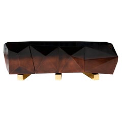 Buffet XL chocolat fait main en bois et laiton - Boca do Lobo