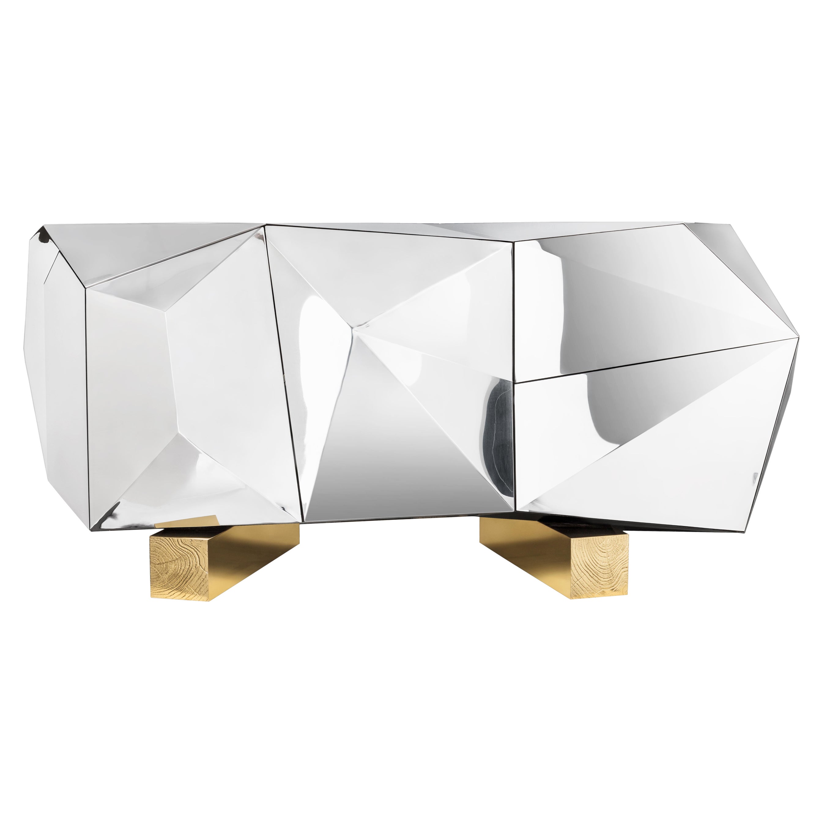 Buffet Pyrite - Bois artisanal et laiton poli - Boca do Lobo