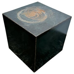 Large Industrial Modern Patinated Steel Cube Pedestal
