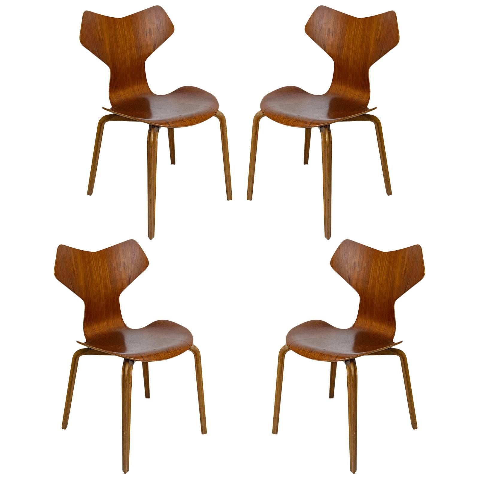 Set of Four Arne Jacobsen "Grand Prix" Chairs