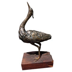 Bronze Heron Sculpture by Wayne F Williams