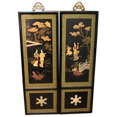 A Pair of Chinese Carved Stone Panels