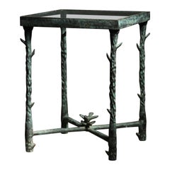 Patinated Iron Side Table After Diego Giacometti, 1980s