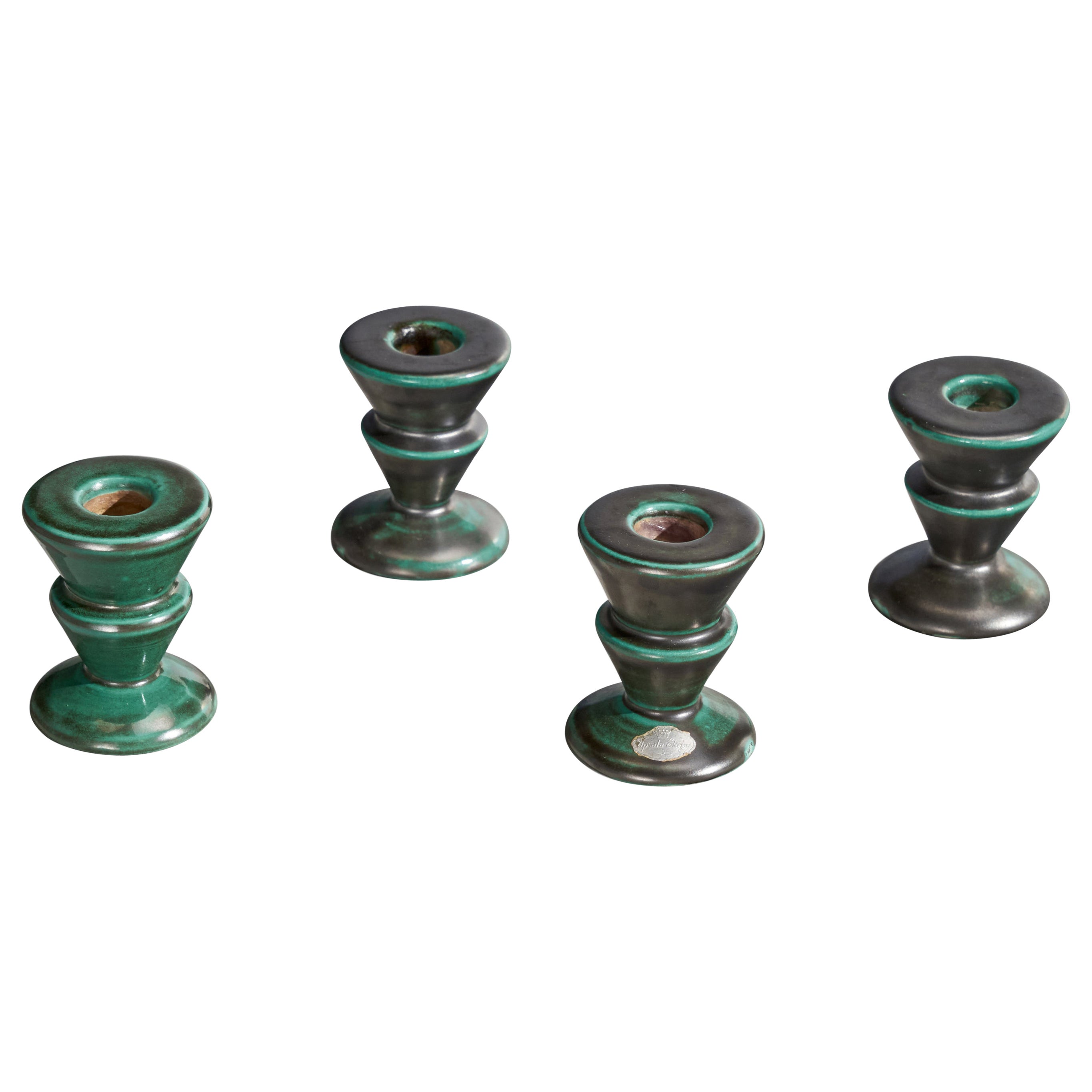 Upsala Ekeby, Candlesticks, Earthenware, Sweden, 1930s For Sale