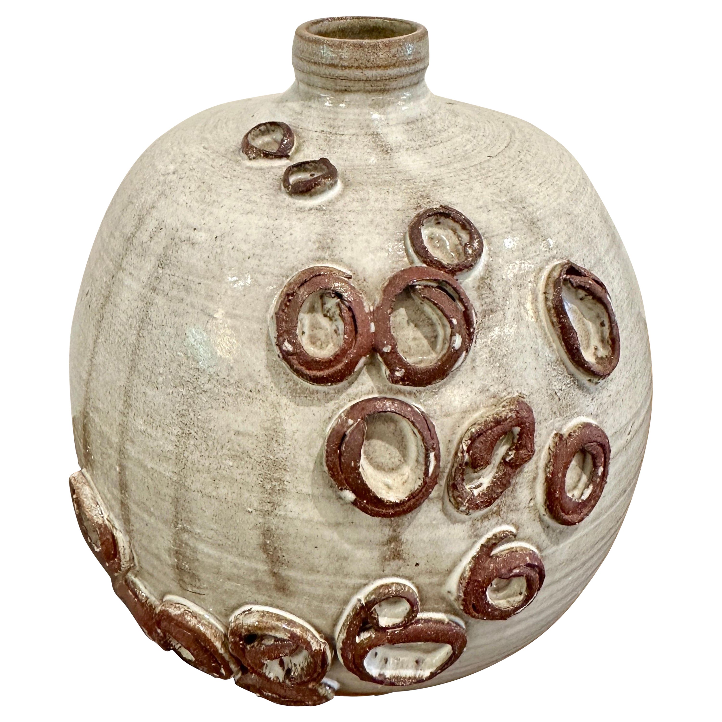 Vaso pesante brutalista con accenti anulari 1965 in vendita