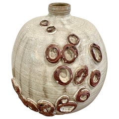 Brutalist Heavy Vase with Ringlet Accents 1965