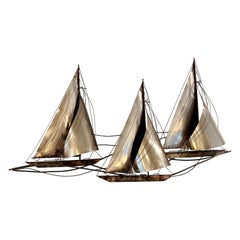 Scultura da parete di Curtis Jere 1977 Sailboats - FIRMATA
