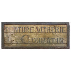 Antique French Penture Vitrerie (Painter and Glazing) Advertising Sign
