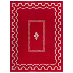 Doris Leslie Blau Tappeto Art Deco rosso attribuito a Jacques Adnet