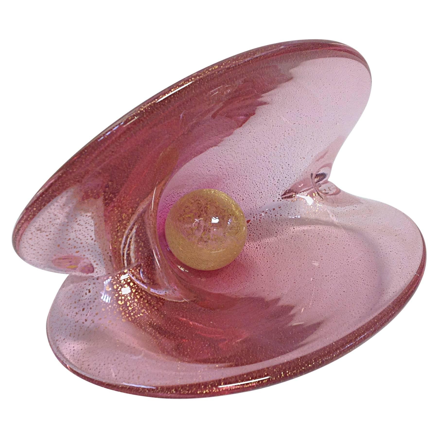 Murano Glass Shell Form with Pearl For Sale